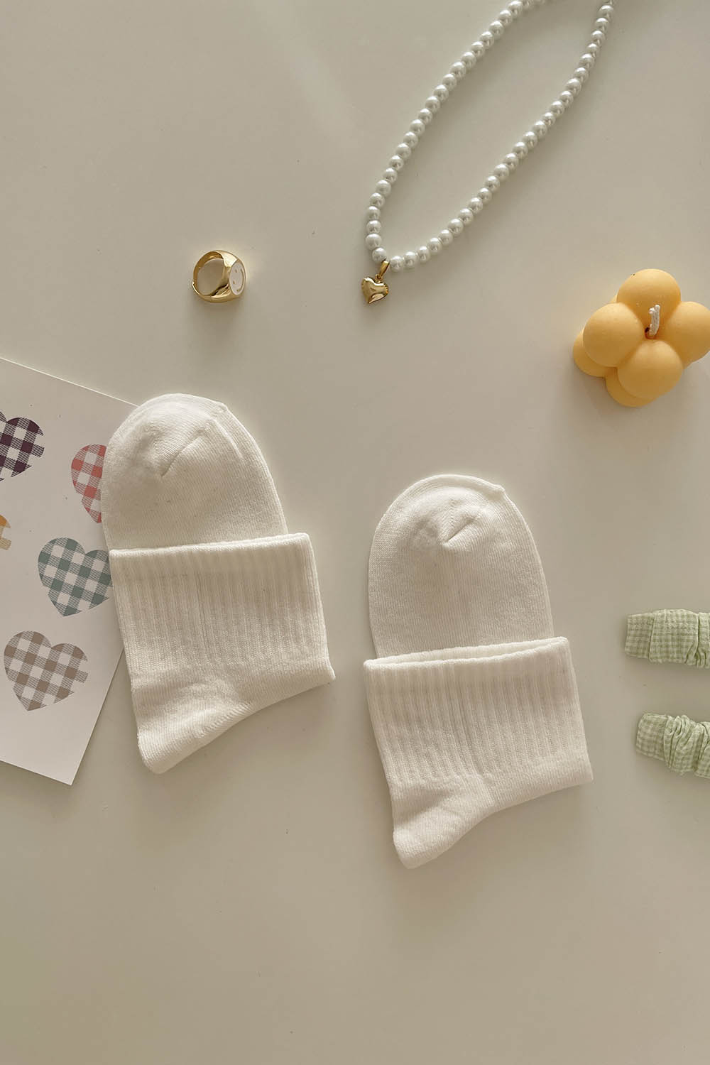 Lamelif Yarım Kolej Çorap Beyaz