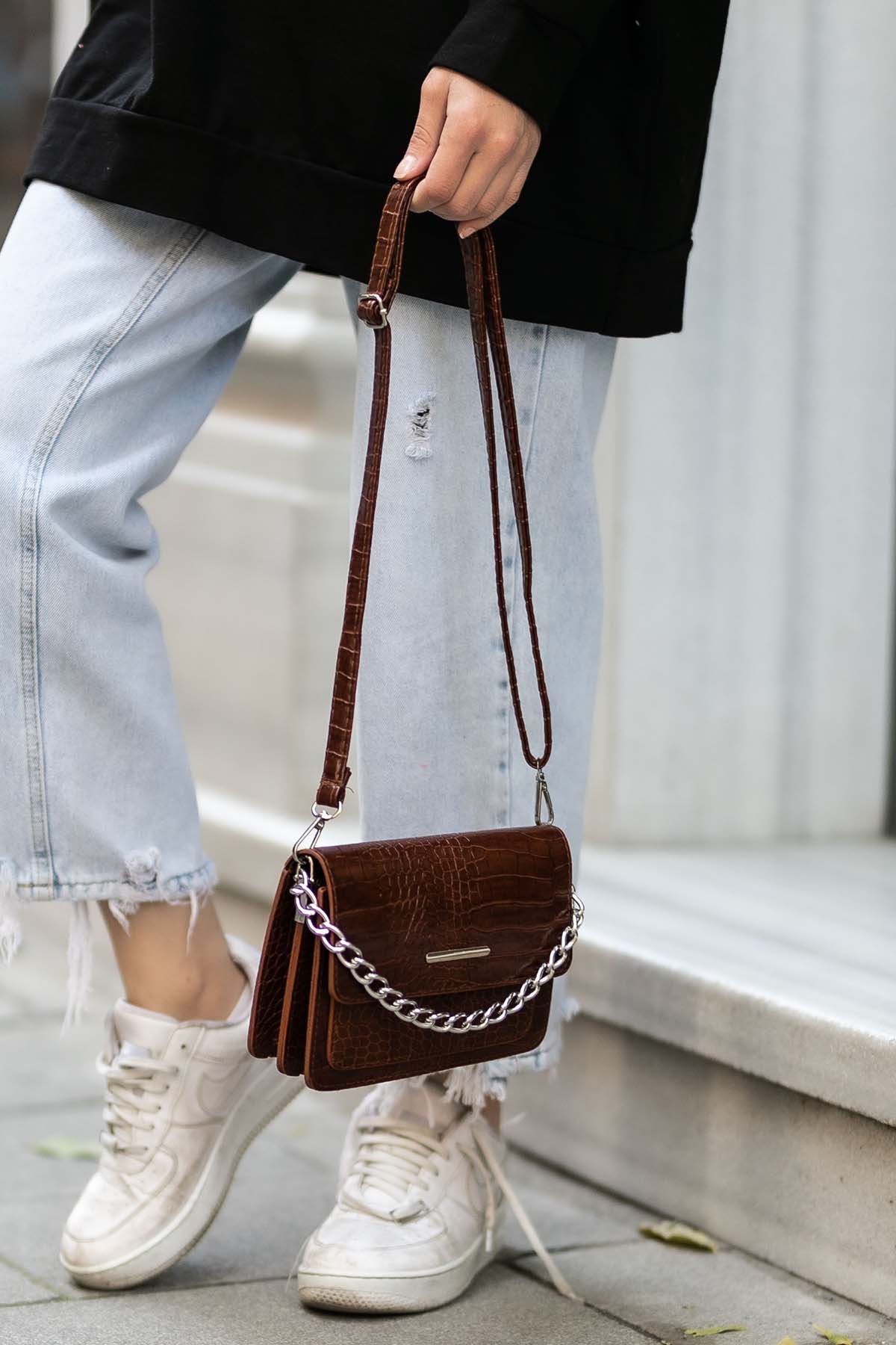 Lamelif Orse Model Aksesuarlı Çanta Taba