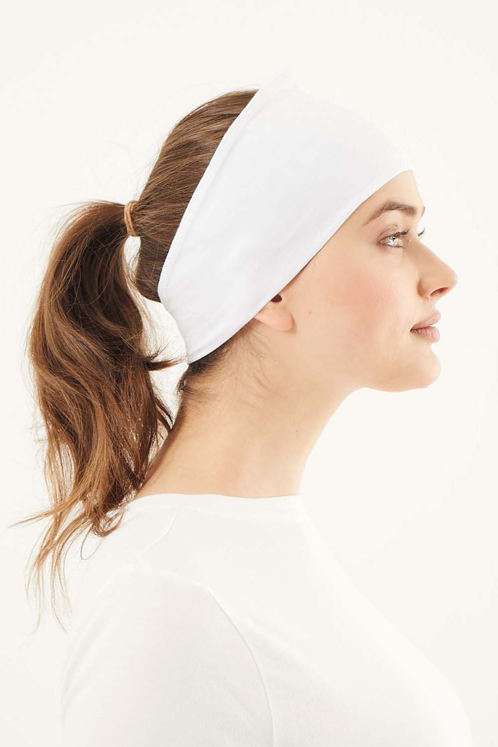 Lamelif Silikonlu Bandana Bone Beyaz