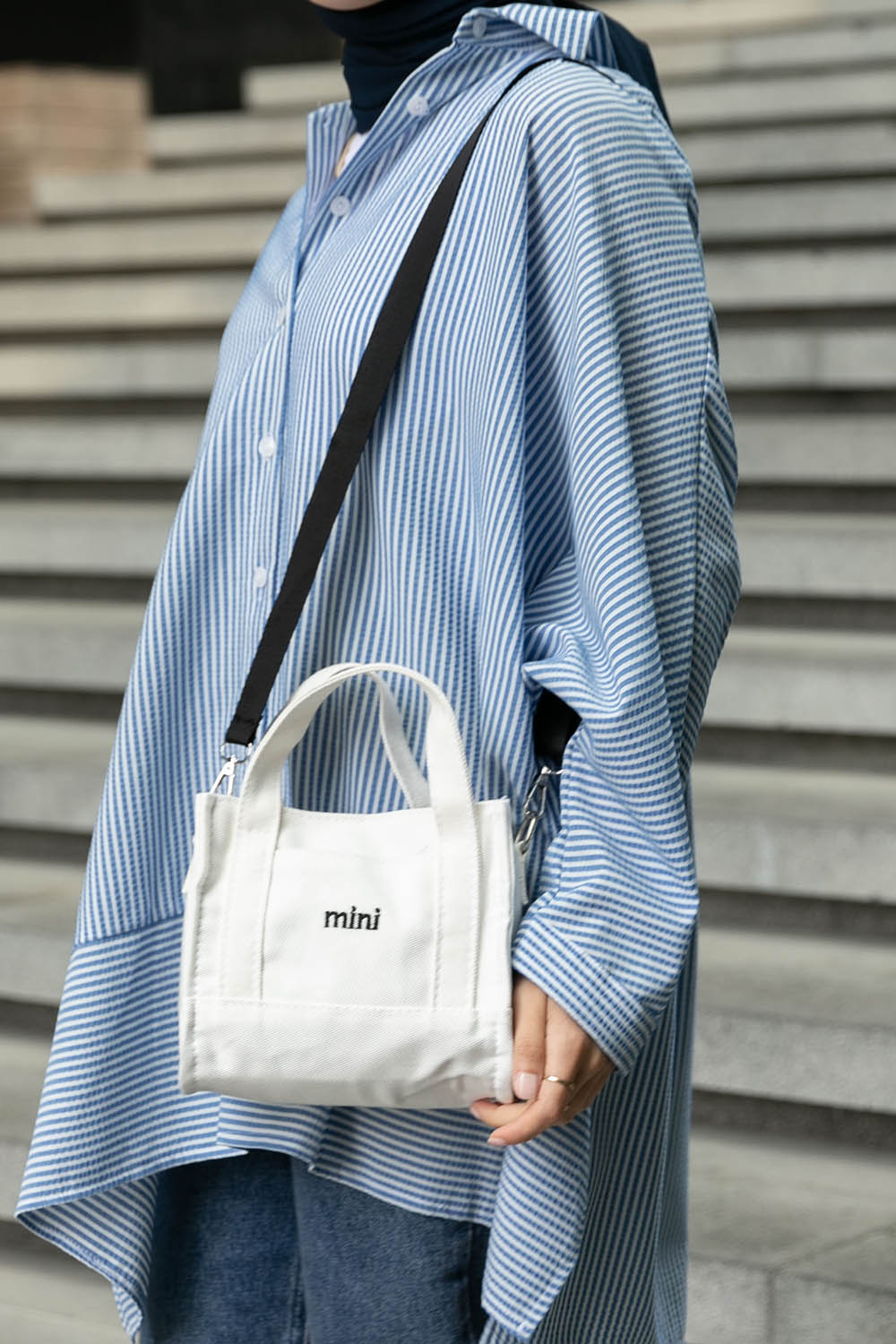 Lamelif Kanvas Mini Kadın Çanta Beyaz