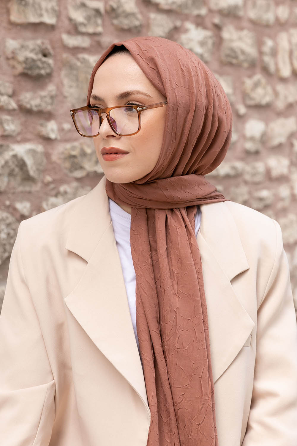 Cinnamon Cotton Fabric Straight Shawl