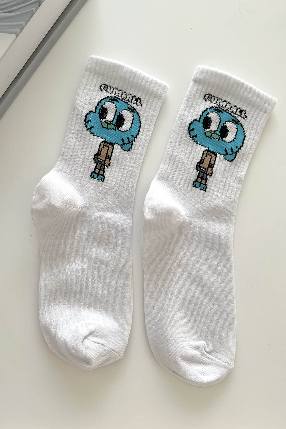 Lamelif Gumball Desenli Kolej Çorap Beyaz