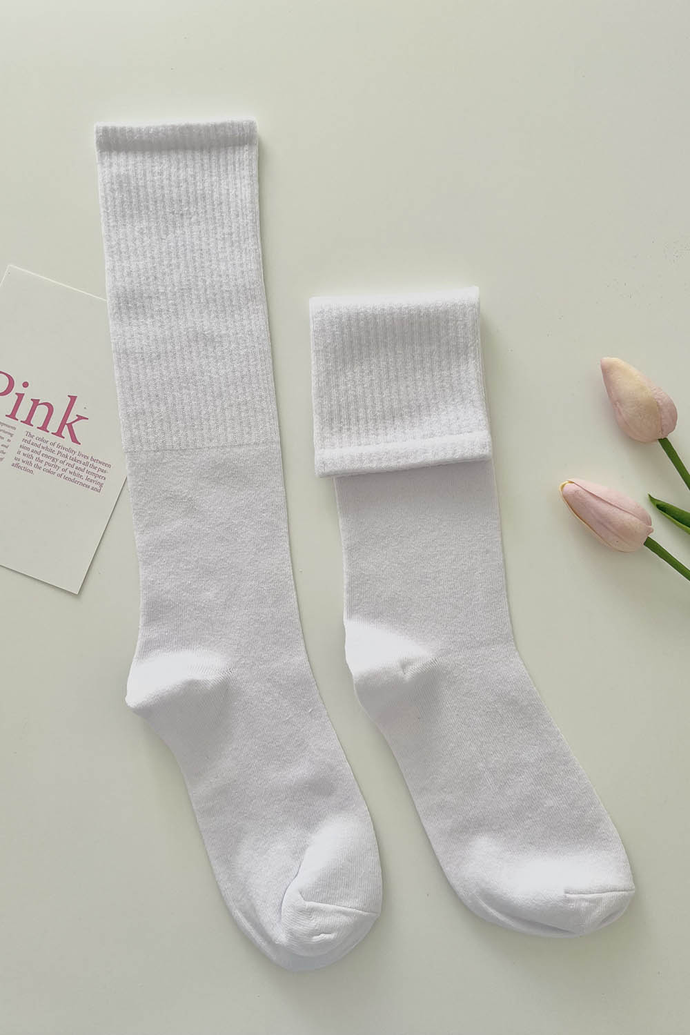 Lamelif Beyaz Diz Altı Spor Çorap