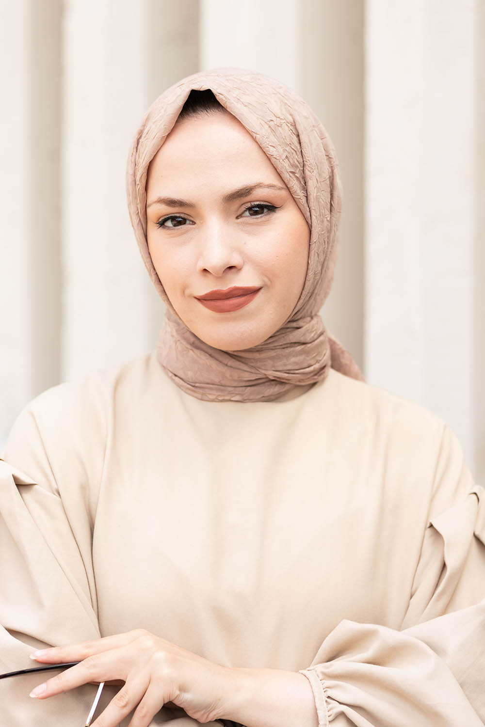 Lamelif Bambu Şal Kahverengi Bej