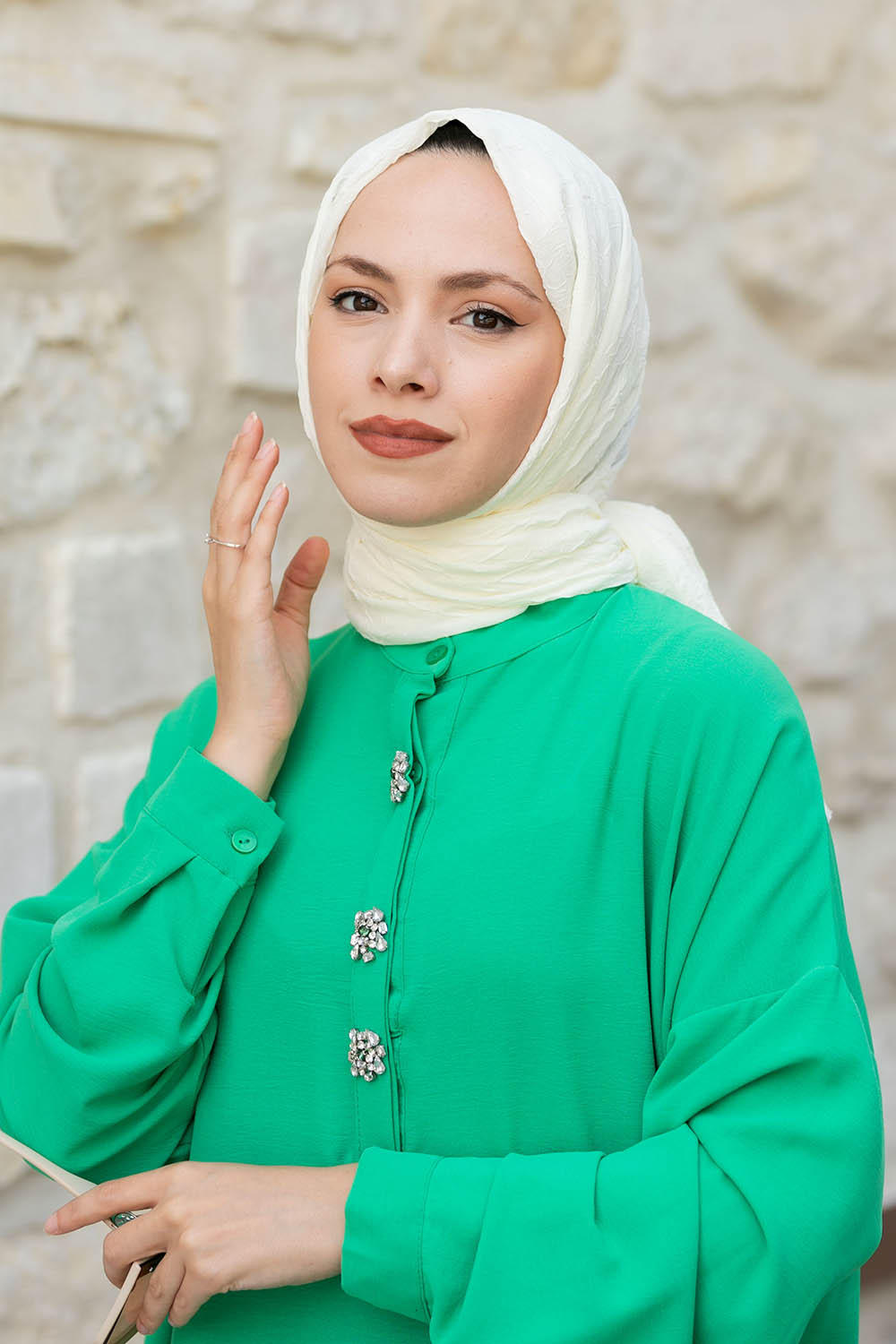 Lamelif Bambu Şal Krem
