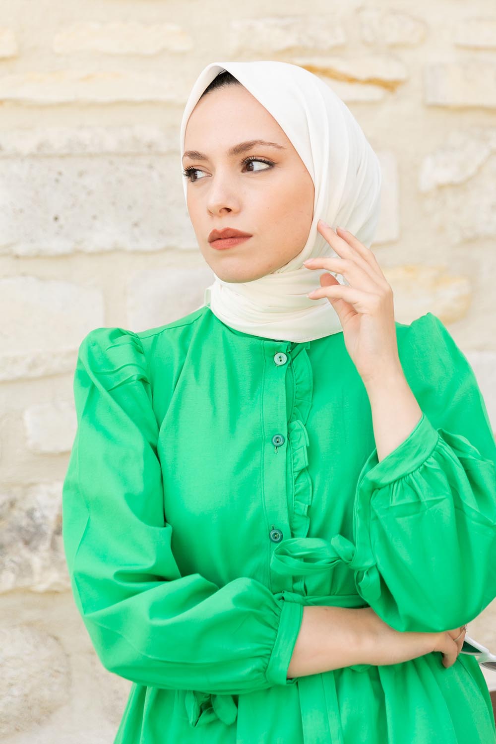 Lamelif Keten Eşarp Kırık Beyaz