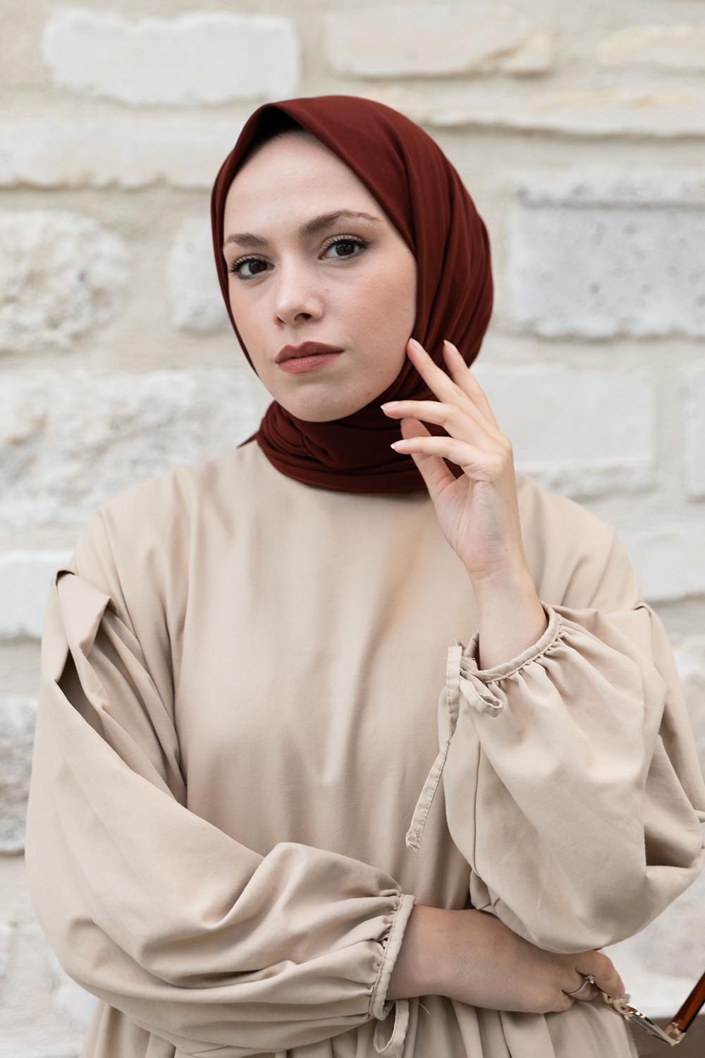 Lamelif Keten Eşarp Koyu Kiremit