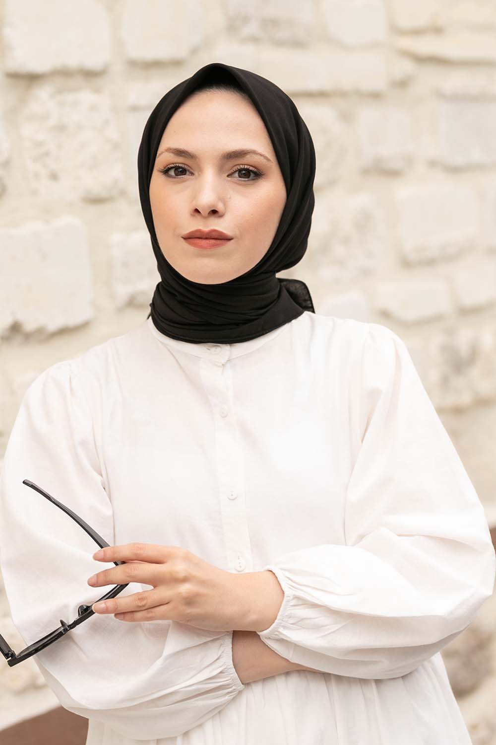 Lamelif Keten Eşarp Siyah