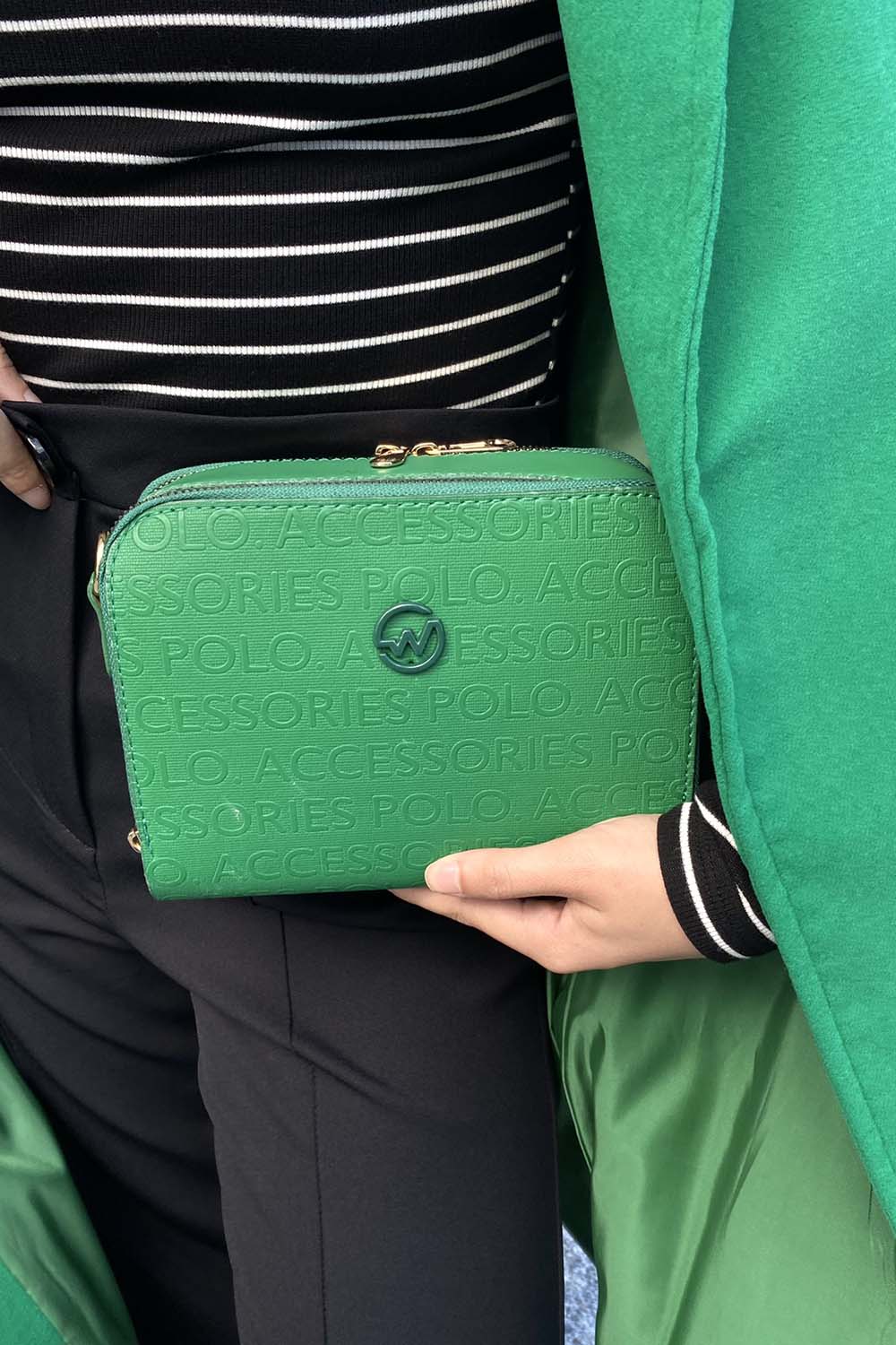 Lamelif  iki Gözlü El Omuz Valentia Çapraz Çanta Yeşil