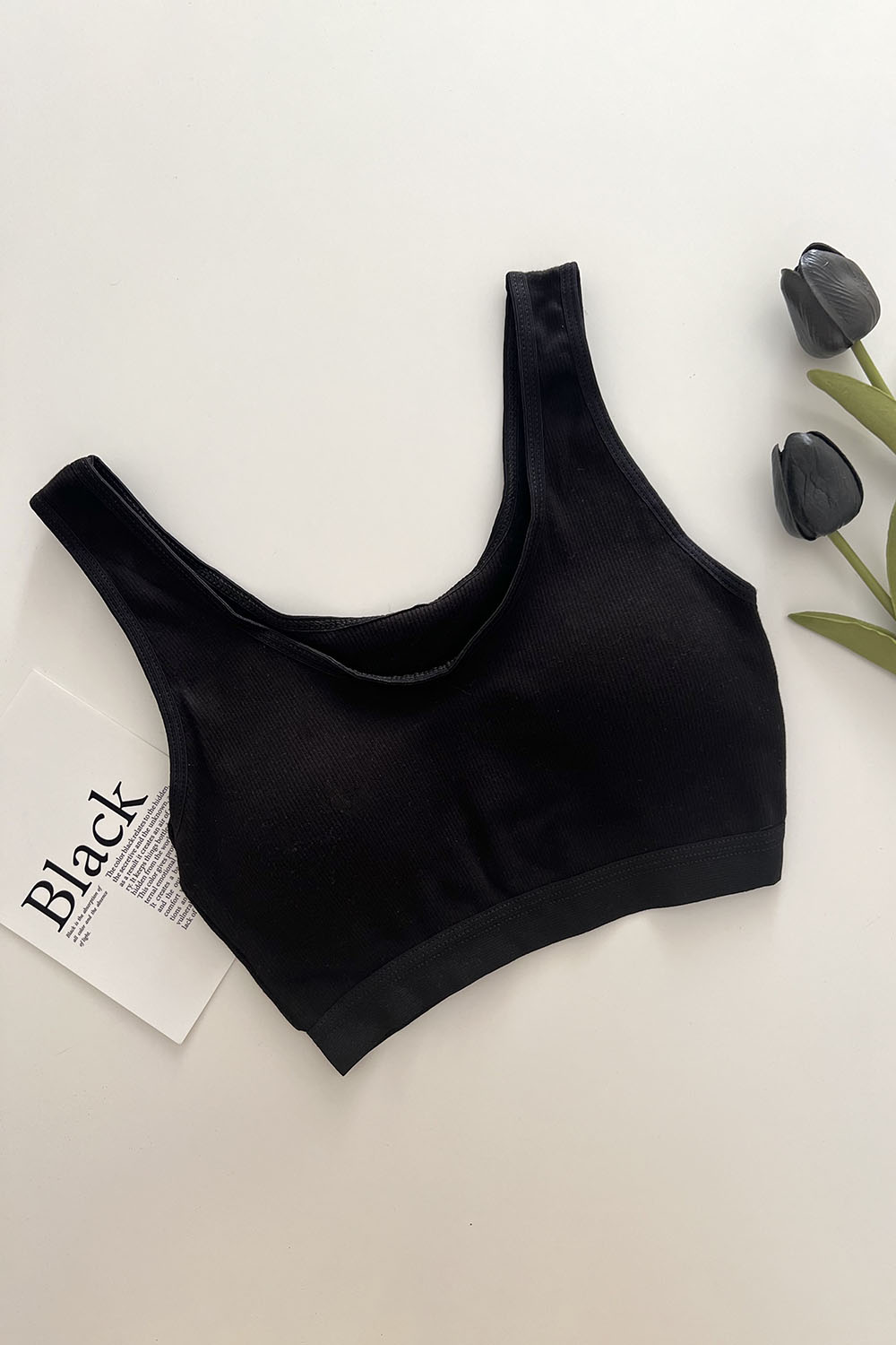 Lamelif Kare Yaka Pedli Sporcu Sütyen Siyah Renk