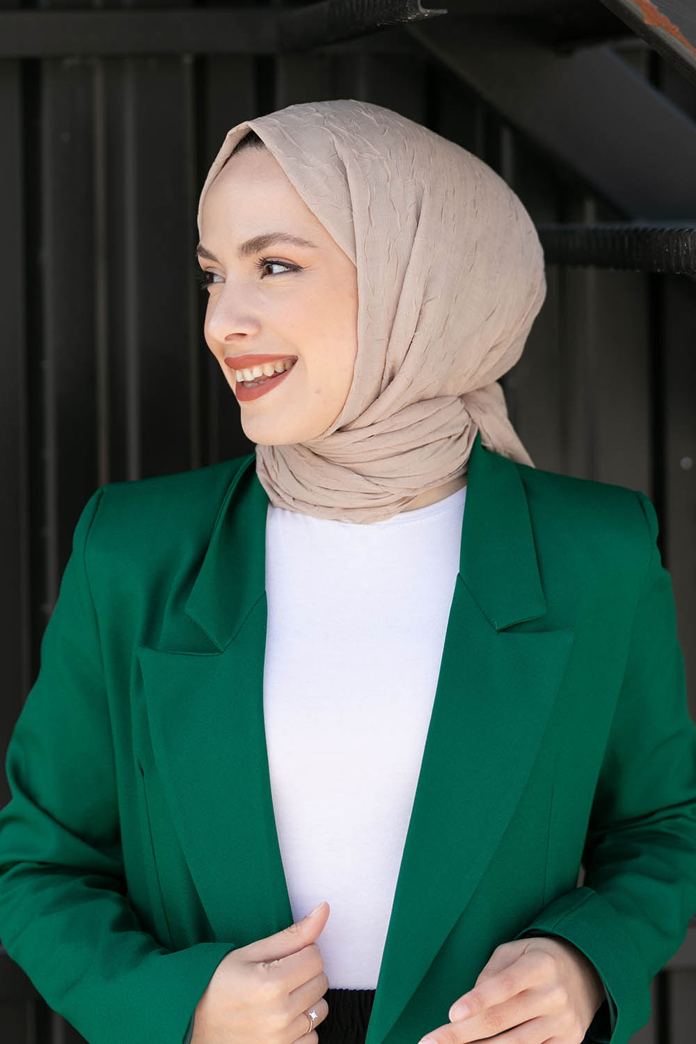 Lamelif Bambu Şal Koyu Taş