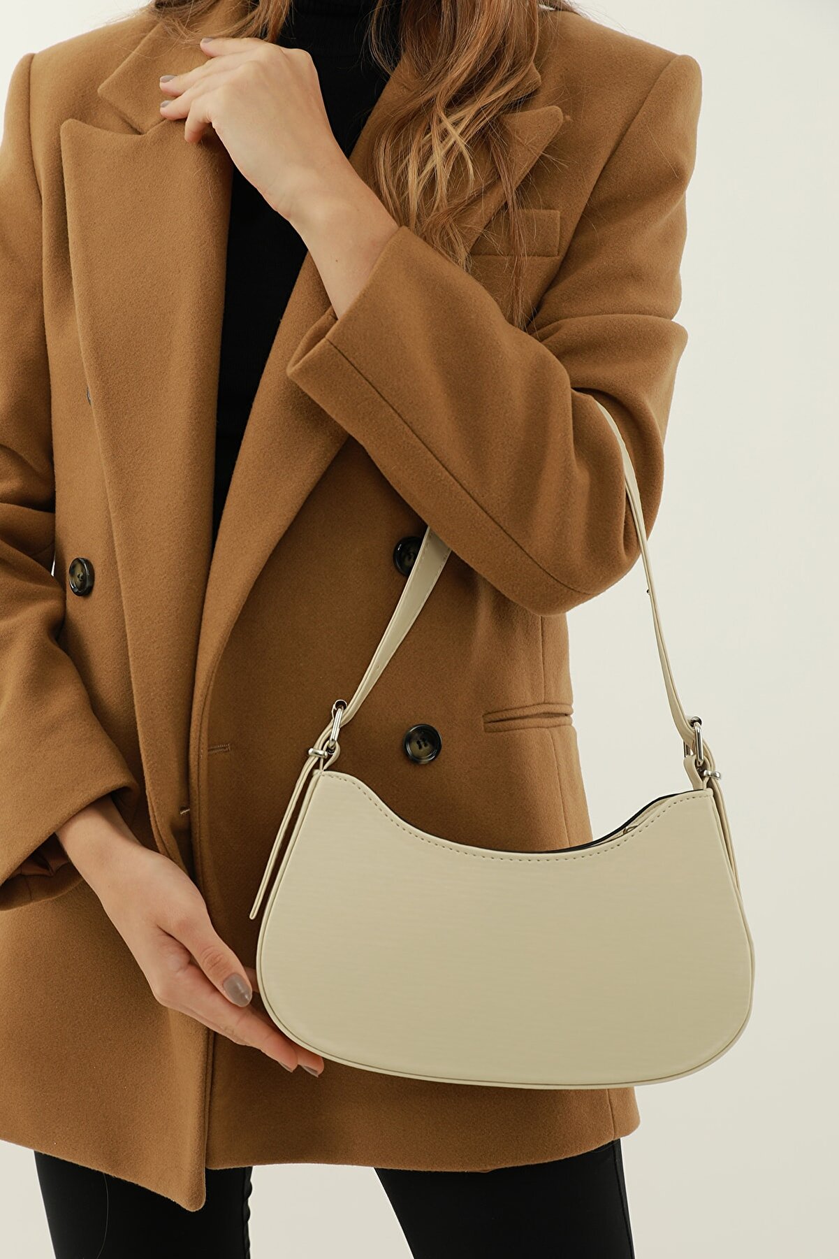 Lamelif Baget Omuz Kadın Çanta Krem