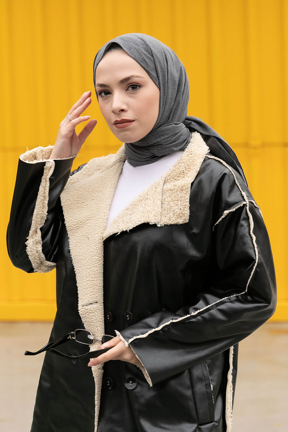 Lamelif Keten Şal Füme