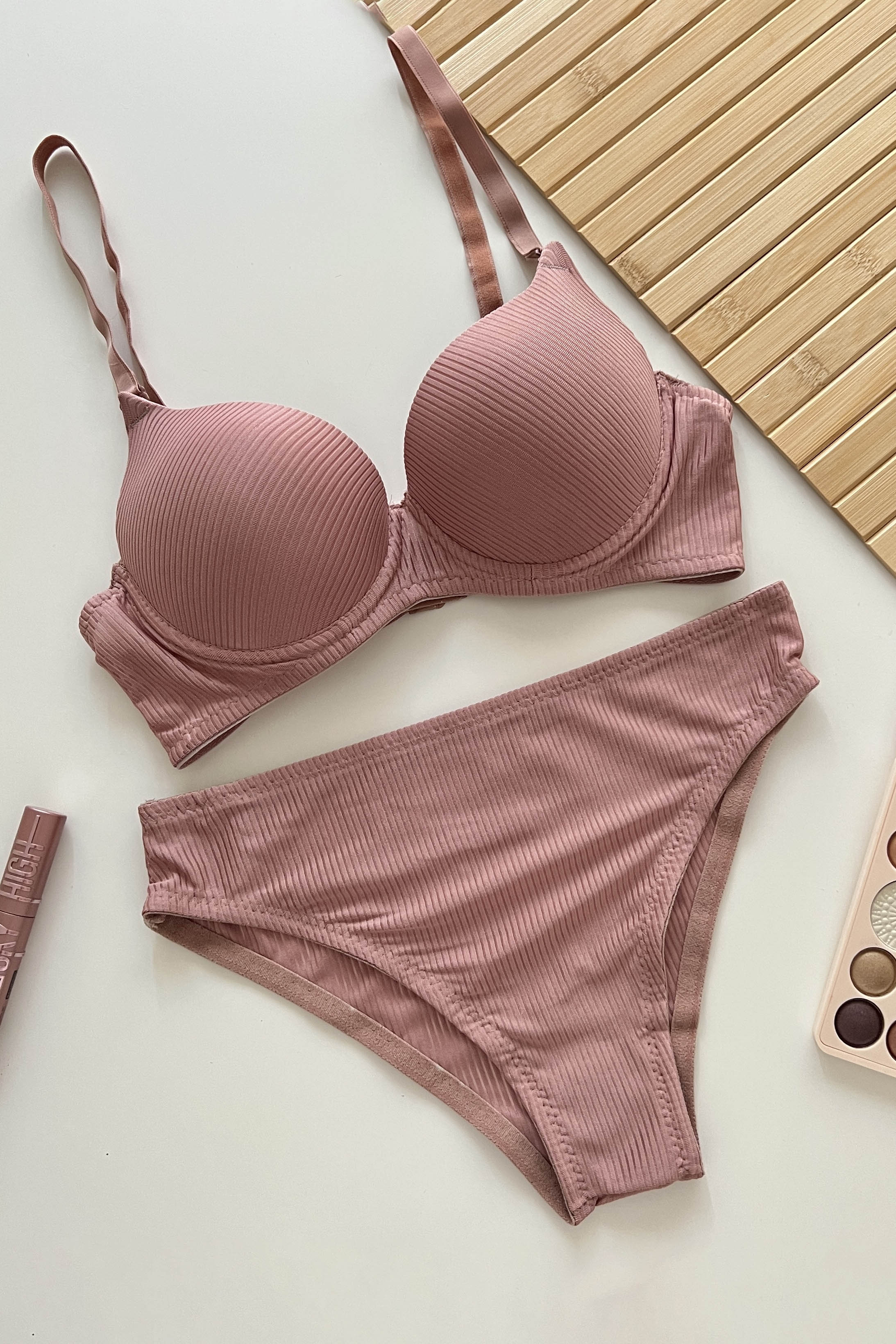 Lamelif Aria Destekli Fitilli Takım Pudra Renk