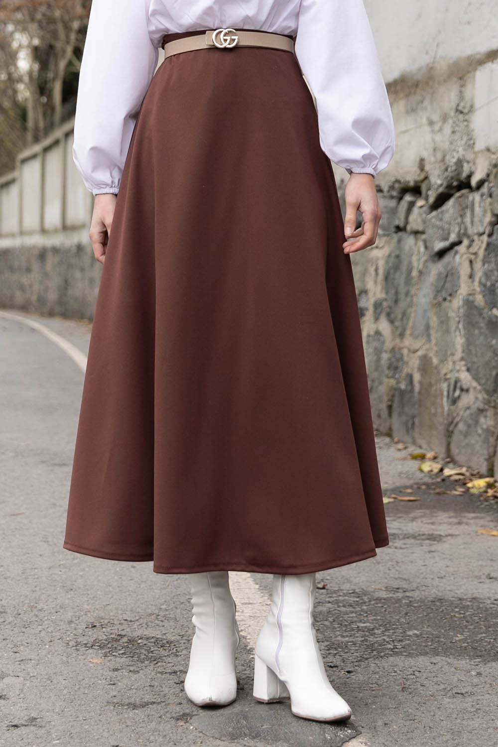 Lamelif Kloş Etek Acı Kahve