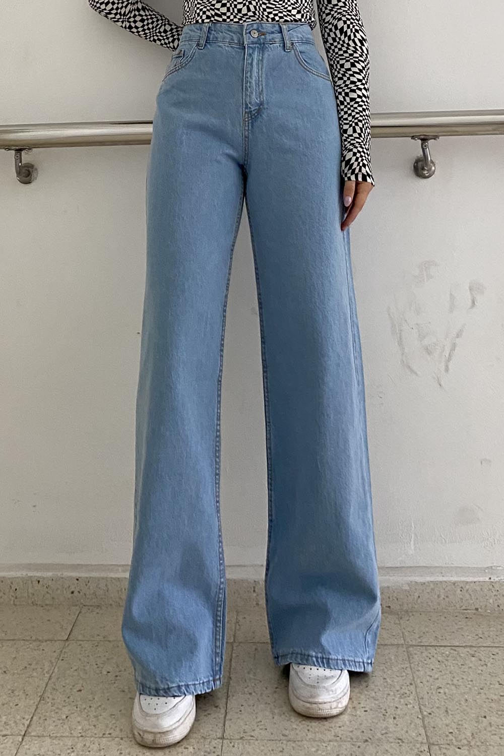 Light Blue Denim High Waist Denim Pants