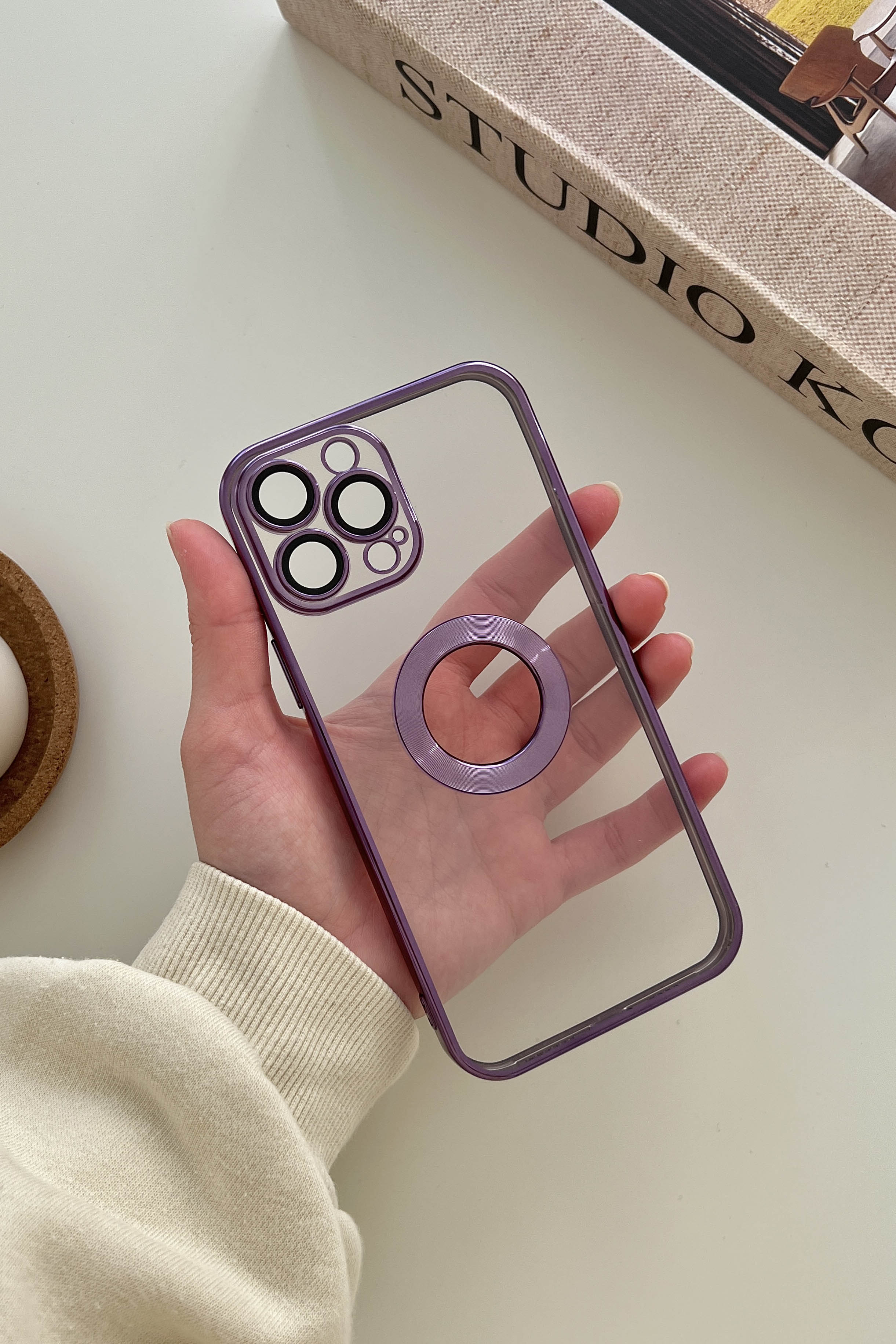 Lamelif iPhone 13 Pro Max Lens Korumalı Telefon Kılıfı Mor