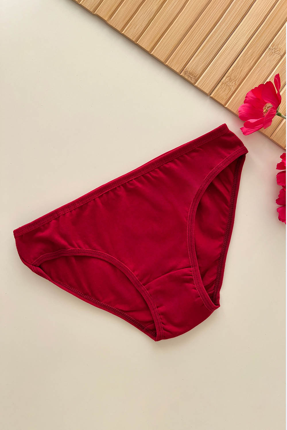 Lamelif Kotton Bayan Klasik Külot Bordo Renk