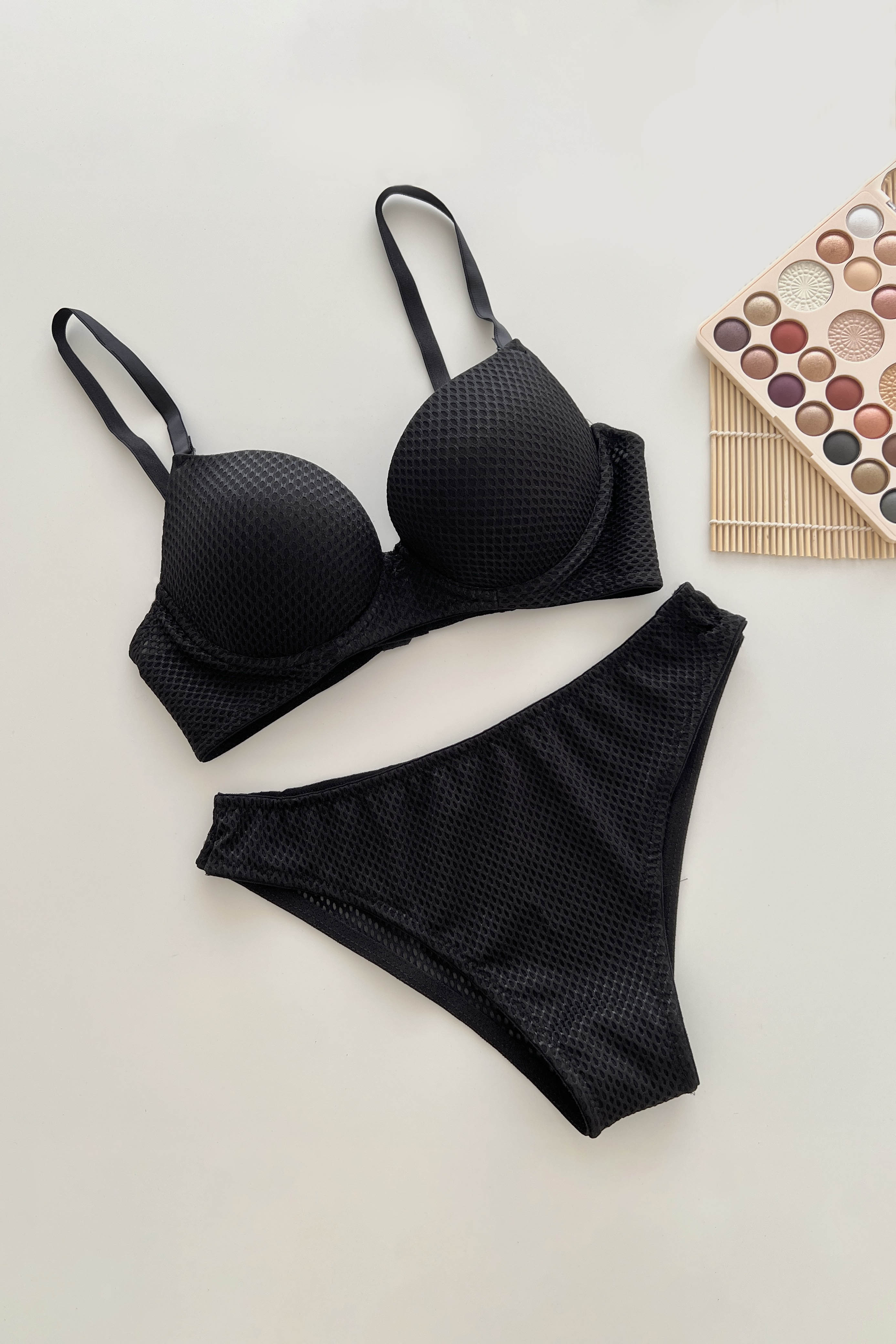 Black Cotton Fabric Underwire Support Bralet