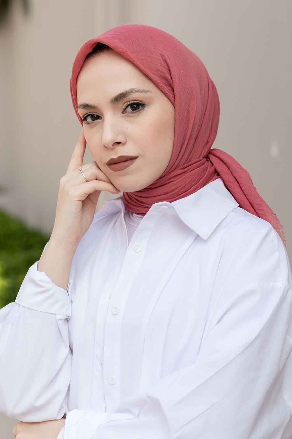 Lamelif Bürümcük Eşarp Gül Pembe