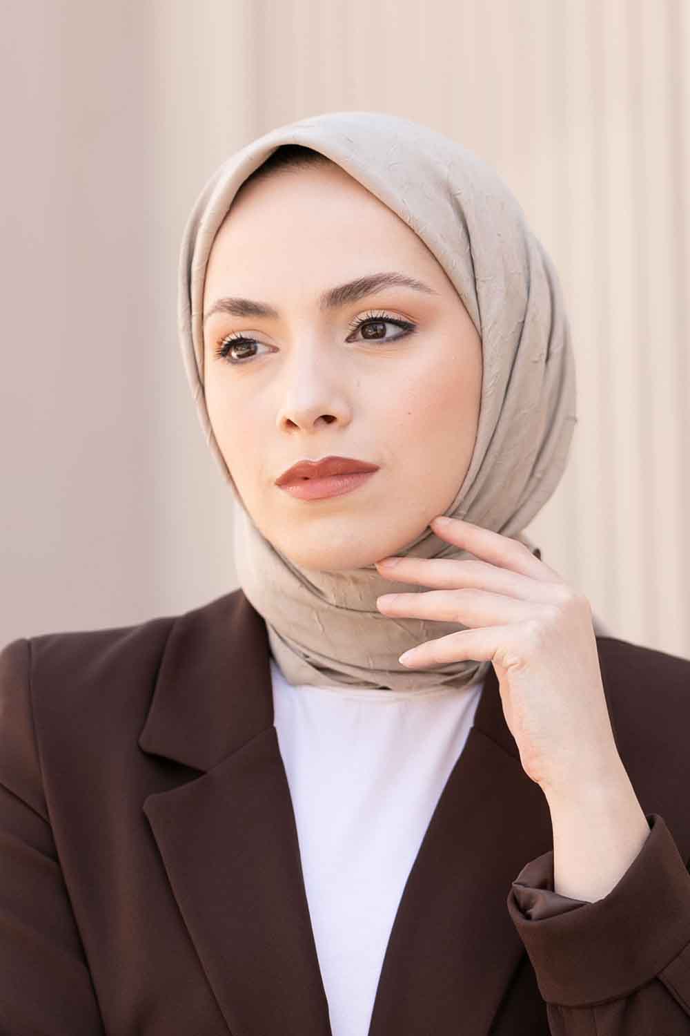 Lamelif Bambu Eşarp Koyu Bej