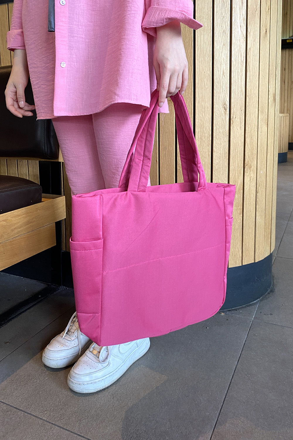 Lamelif 3 Bölmeli Fermuarlı Kol Ve Omuz Kadın Çanta Fuşya