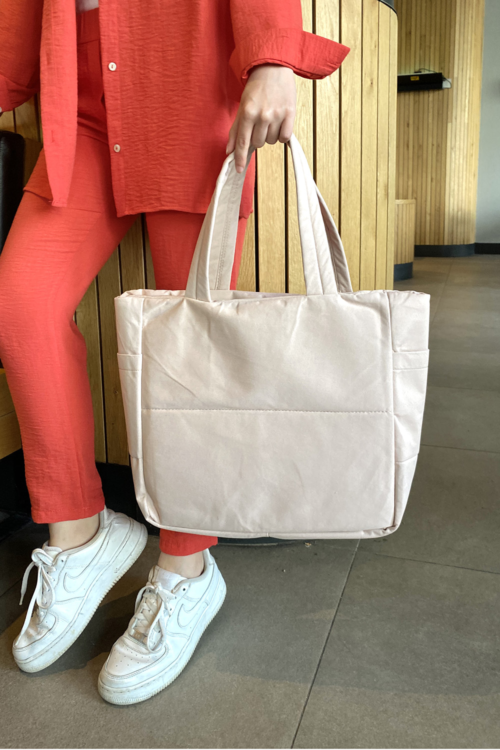 Lamelif 3 Bölmeli Fermuarlı Kol Ve Omuz Kadın Çanta Pudra