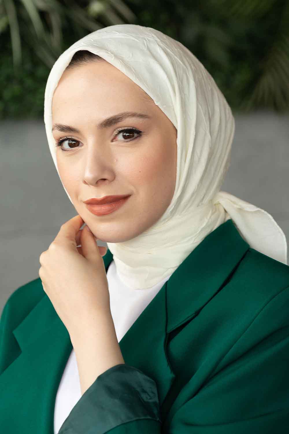 Lamelif Bambu Eşarp Krem