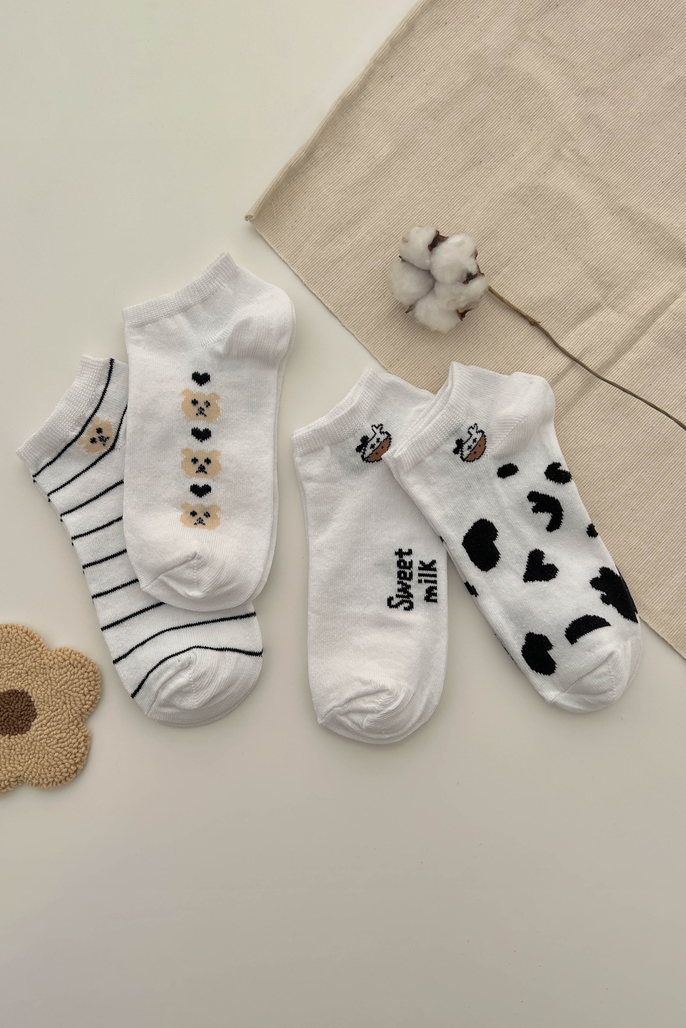 Lamelif  4li Sevimli Patik Çorap