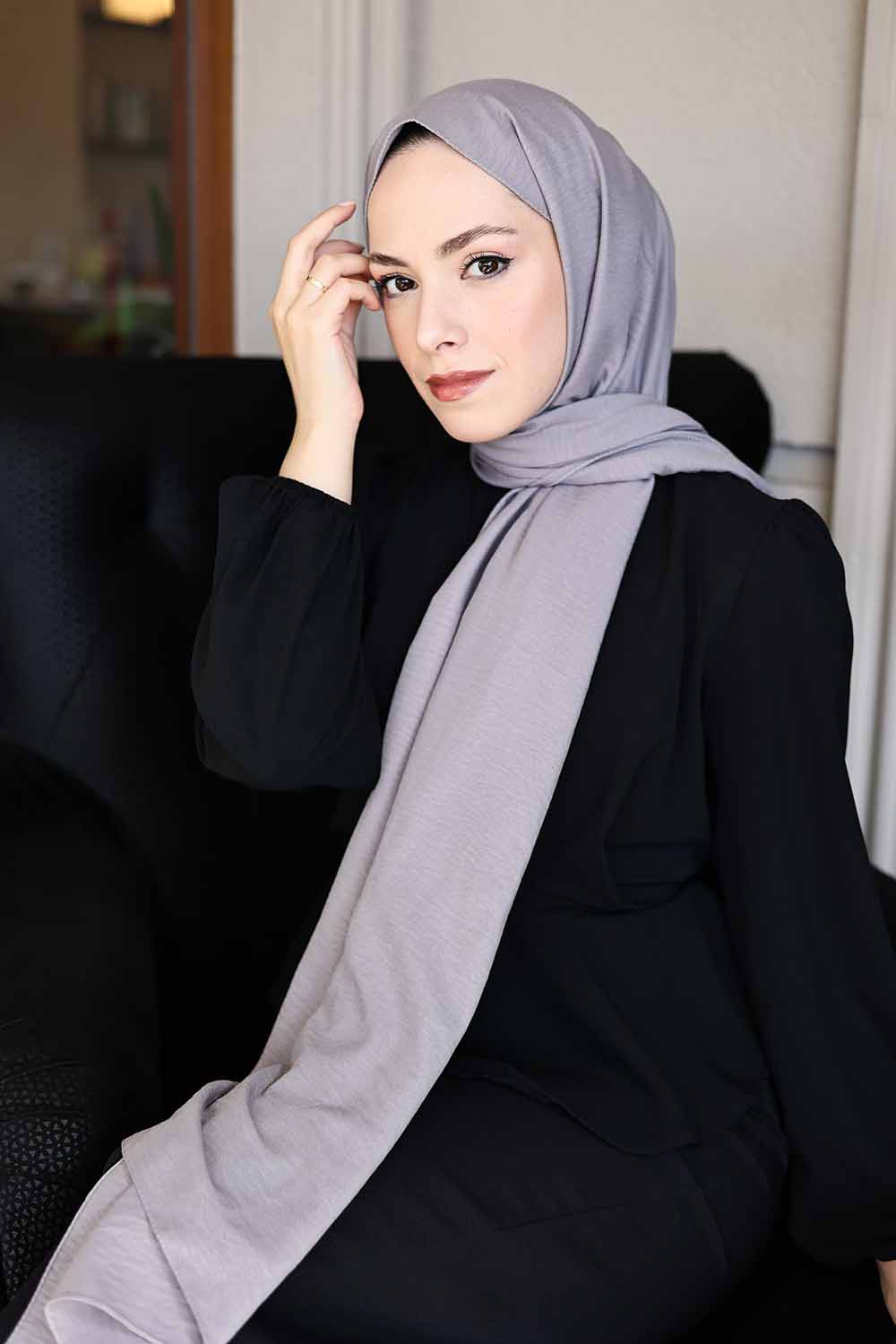 Lamelif Pamuk Caz Şal Koyu Gri