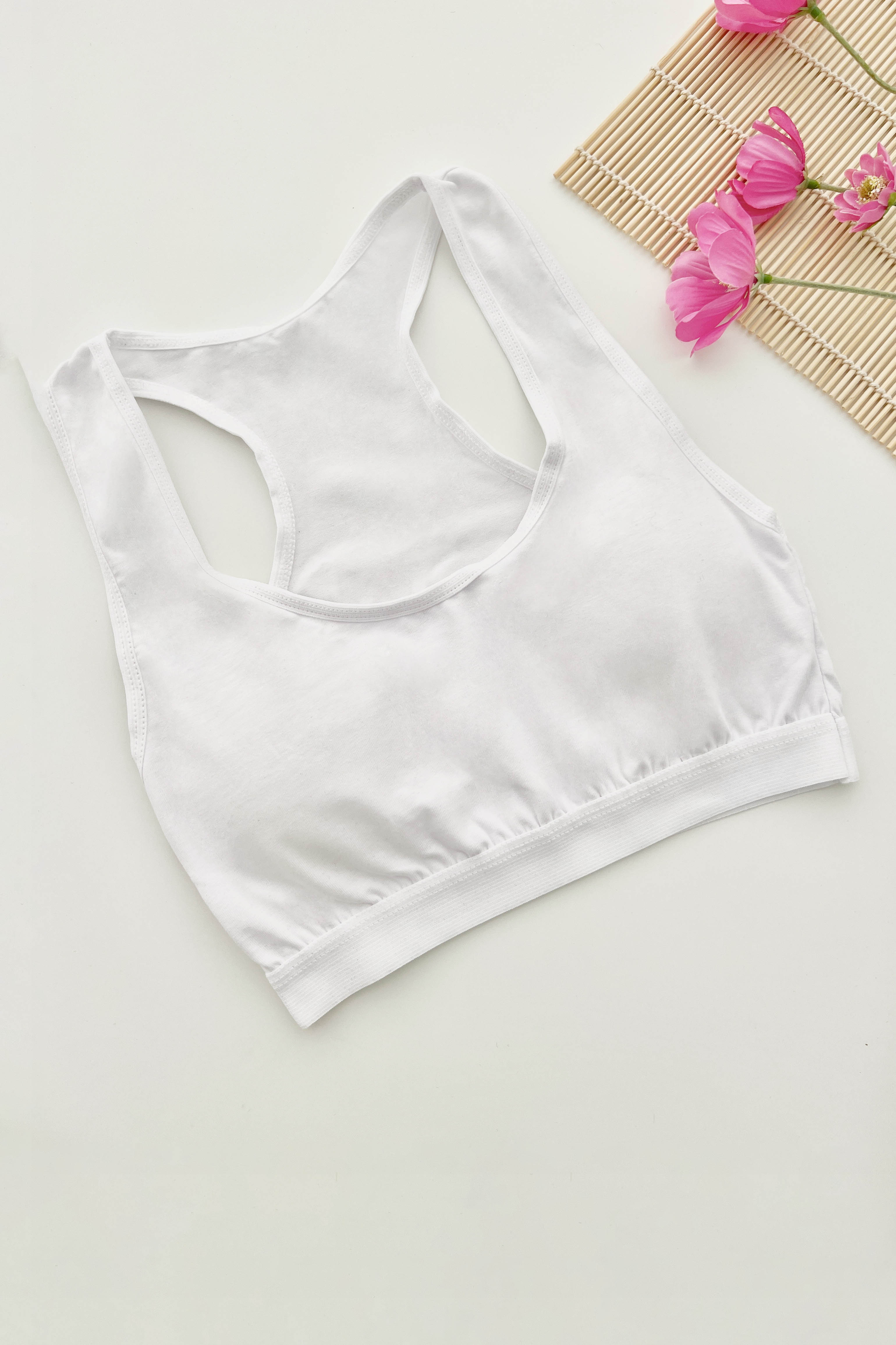White Cotton Without Underwire Unsupport Bralet