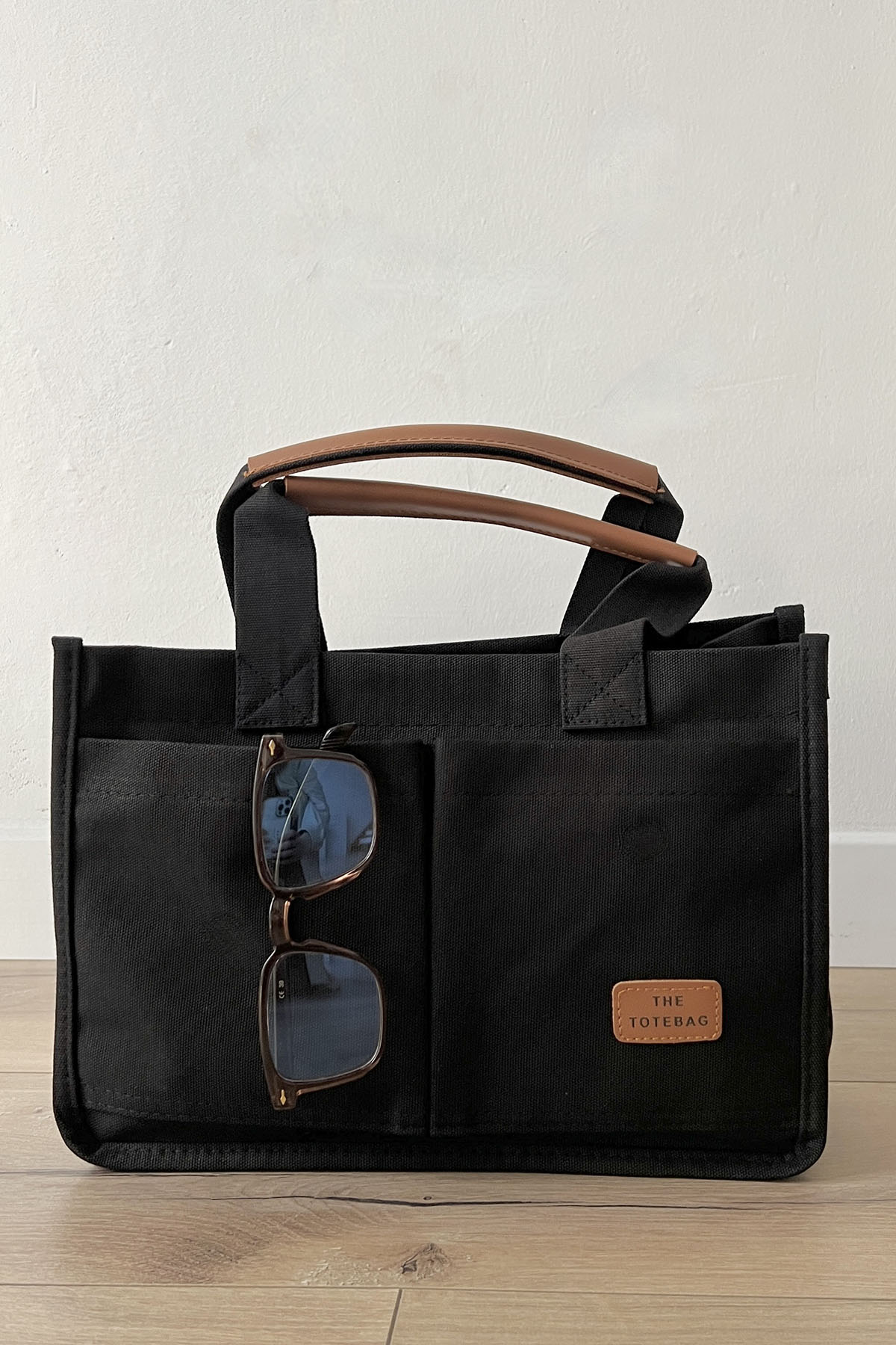 Lamelif Mini Kanvas Tote Bag Kadın Çapraz Çanta Siyah