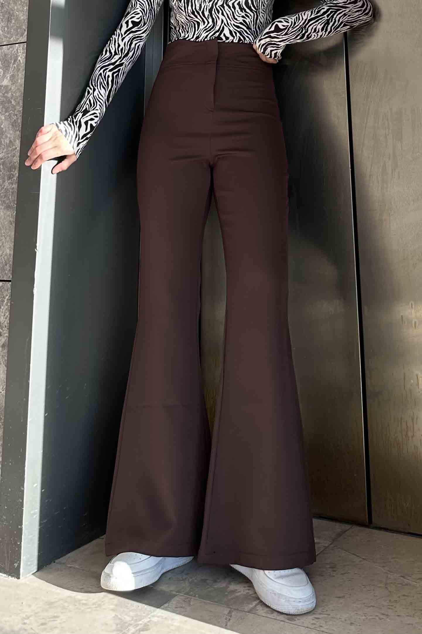 Bitter Brown Cotton Fabric High Waist Comfortable Pants