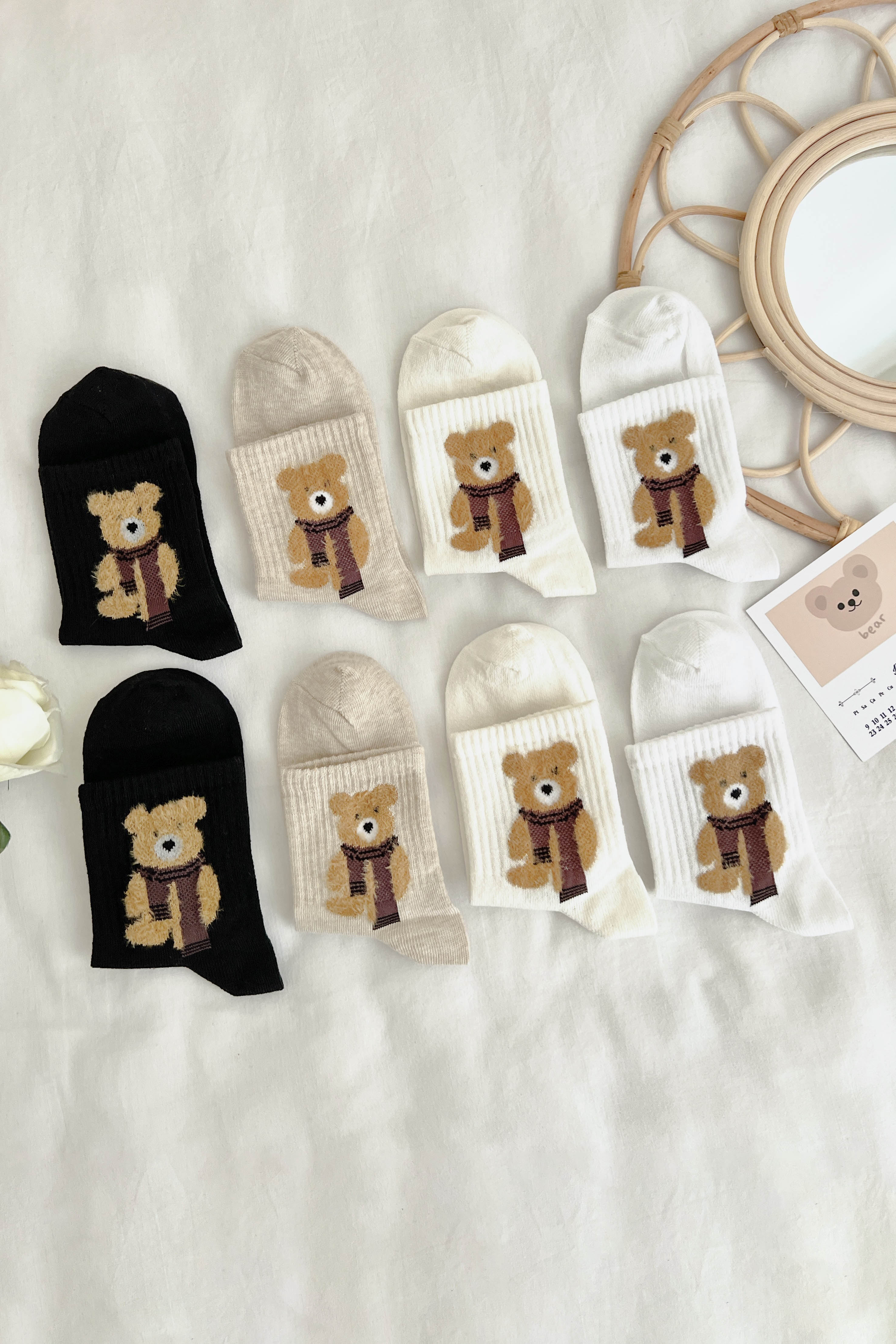 Lamelif Sevimli Tüylü Ayı 4lü Kolej Çorap