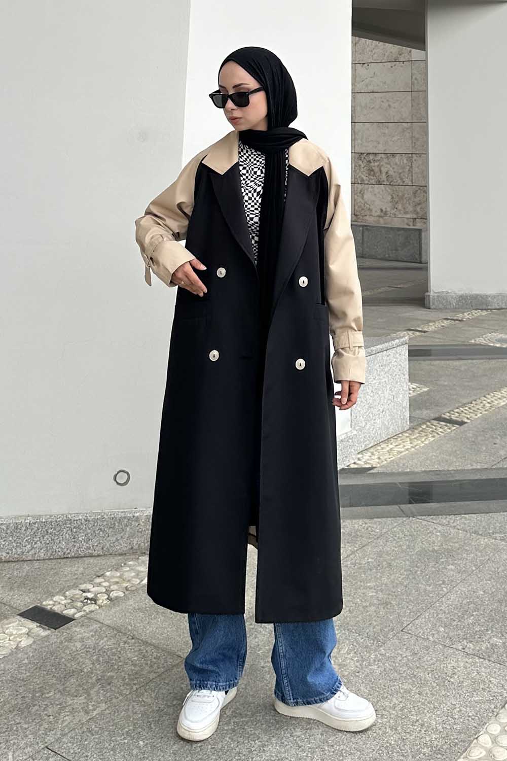 Lamelif Retrica İki Renk Trençkot  Bej