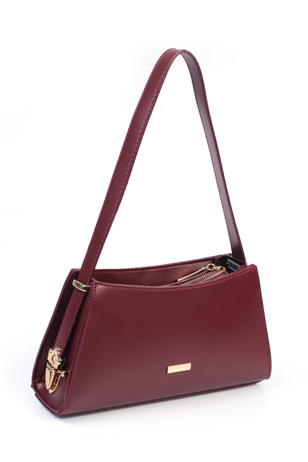 Lamelif Toka Detaylı Baget Kadın Çanta Bordo