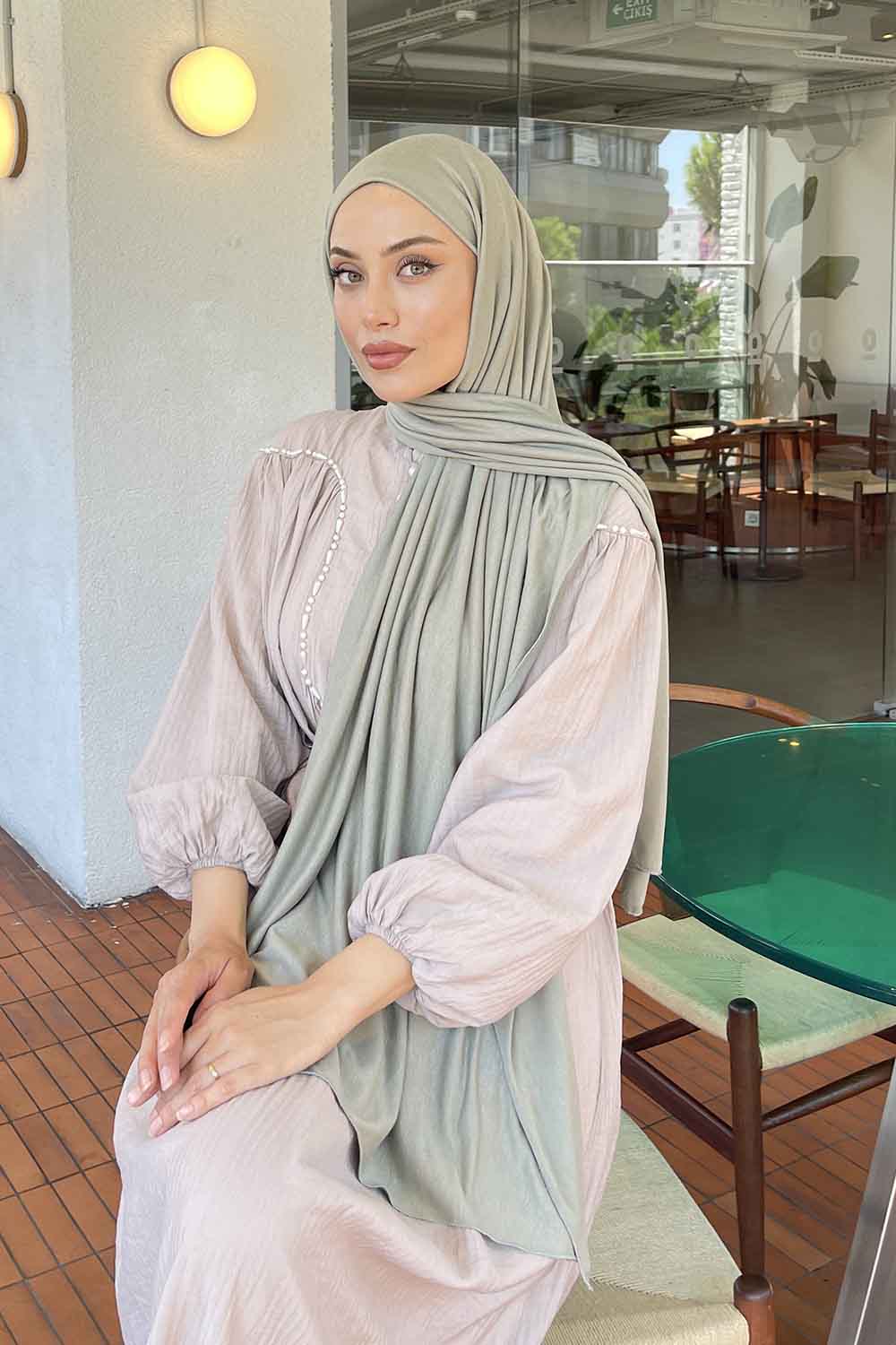 Lamelif Açık Yeşil Penye Şal