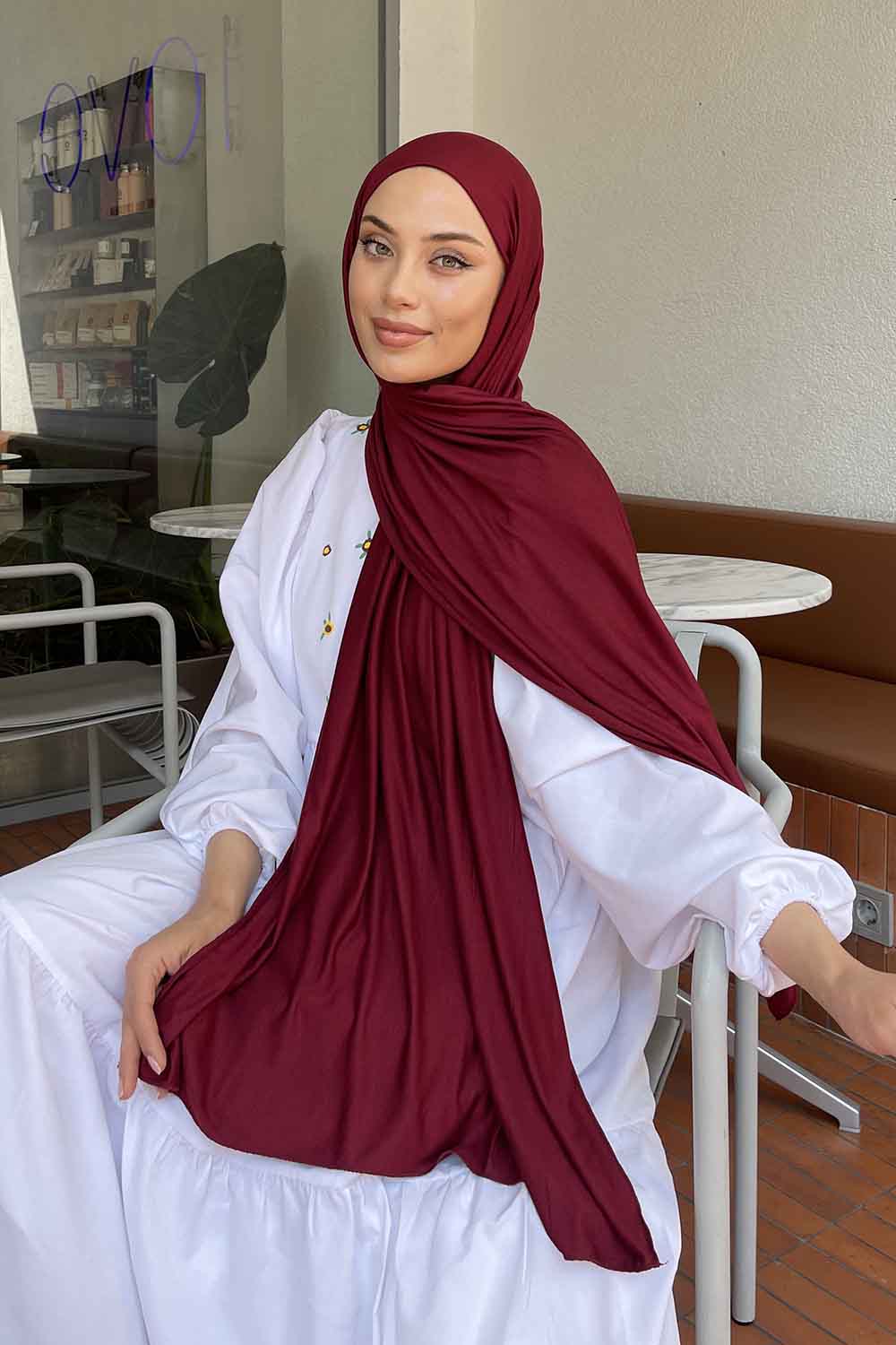 Lamelif Penye Şal Koyu Bordo