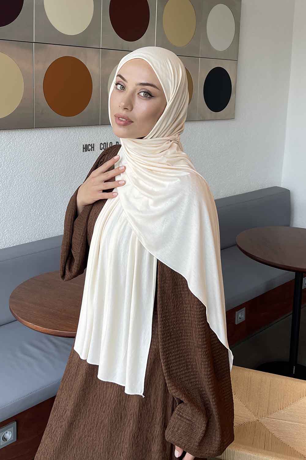 Lamelif Penye Şal Krem