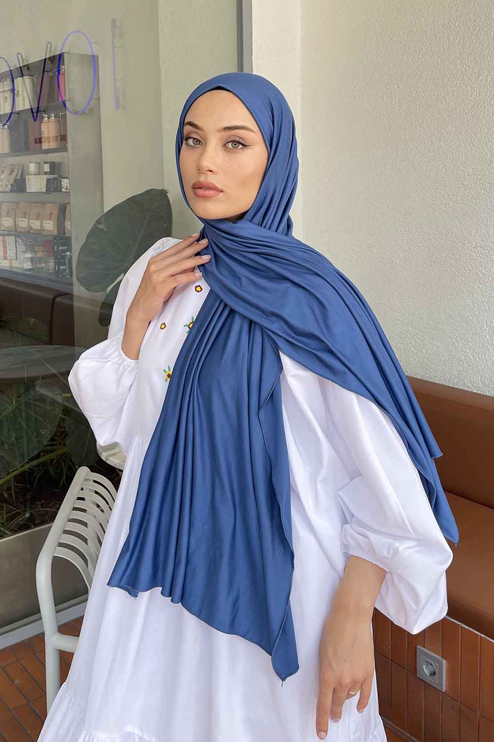 Lamelif Kot Mavi Penye Şal