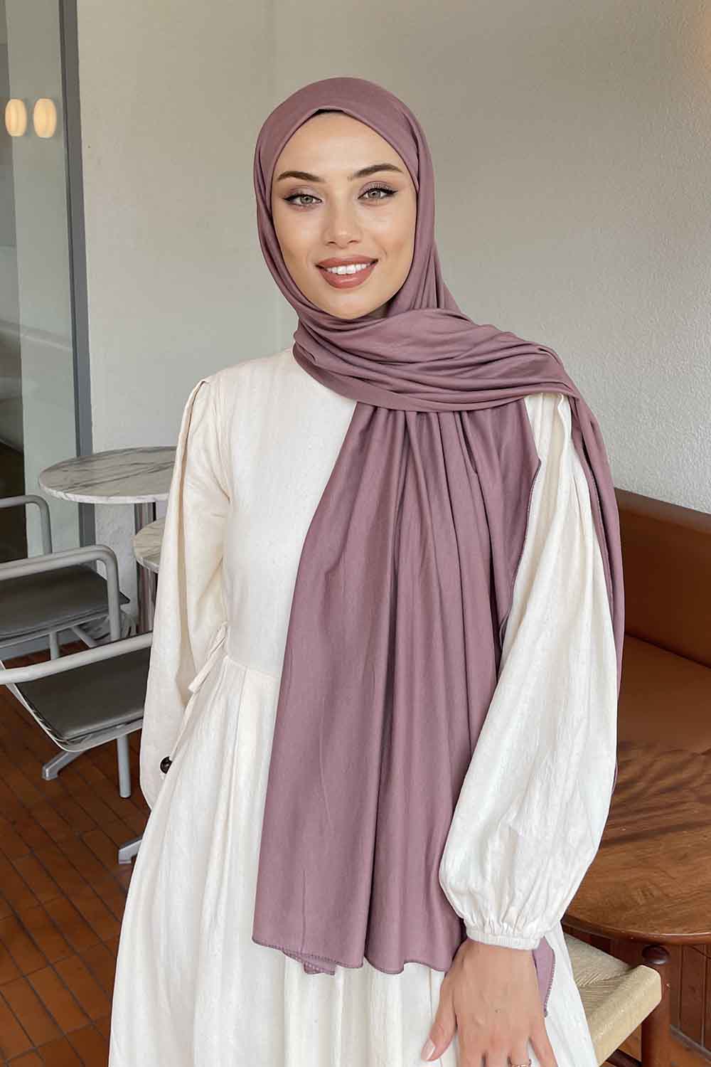 Dark Pink Combed Fabric Straight Shawl