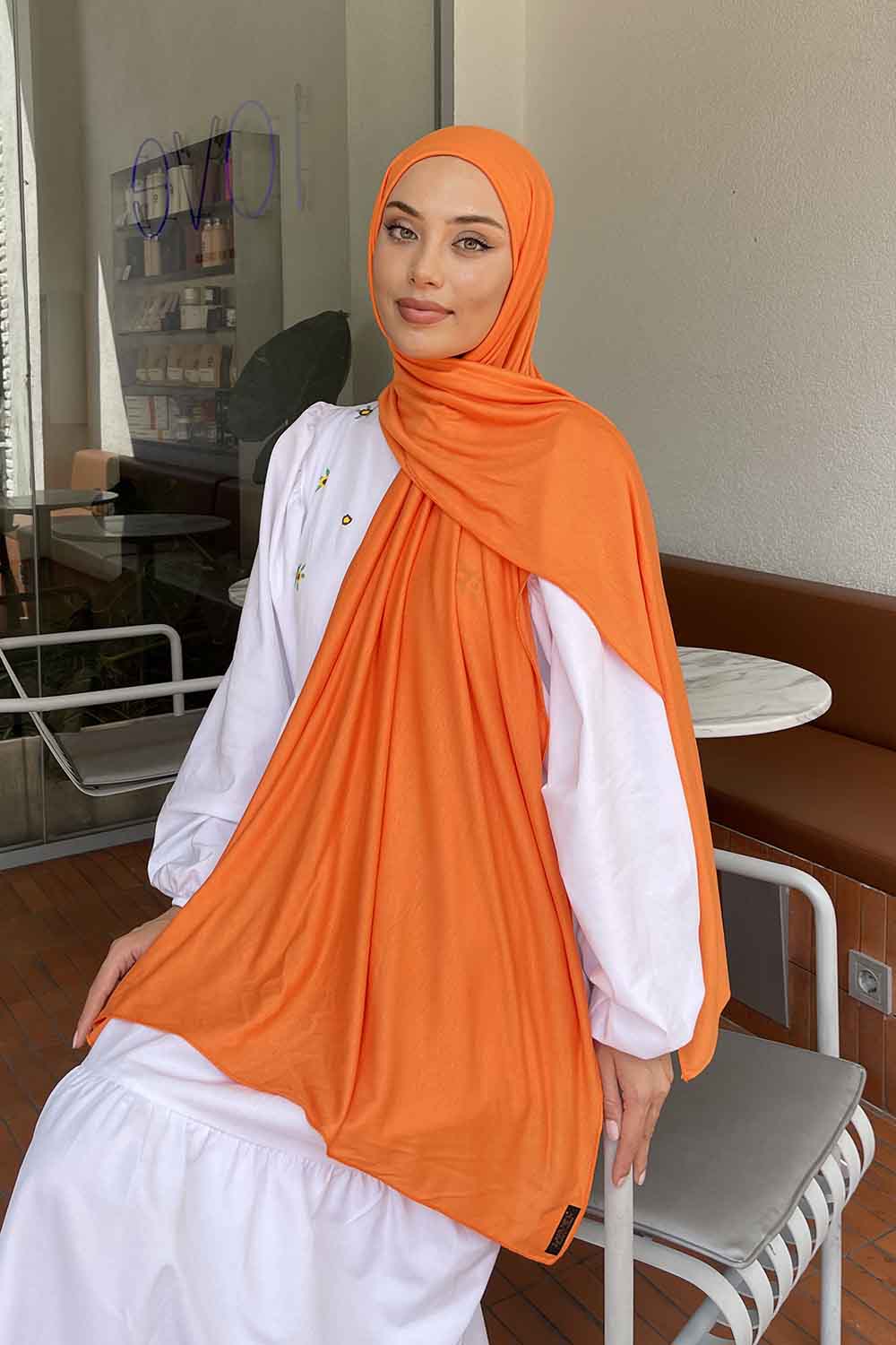 Lamelif Neon-Turuncu Penye Şal