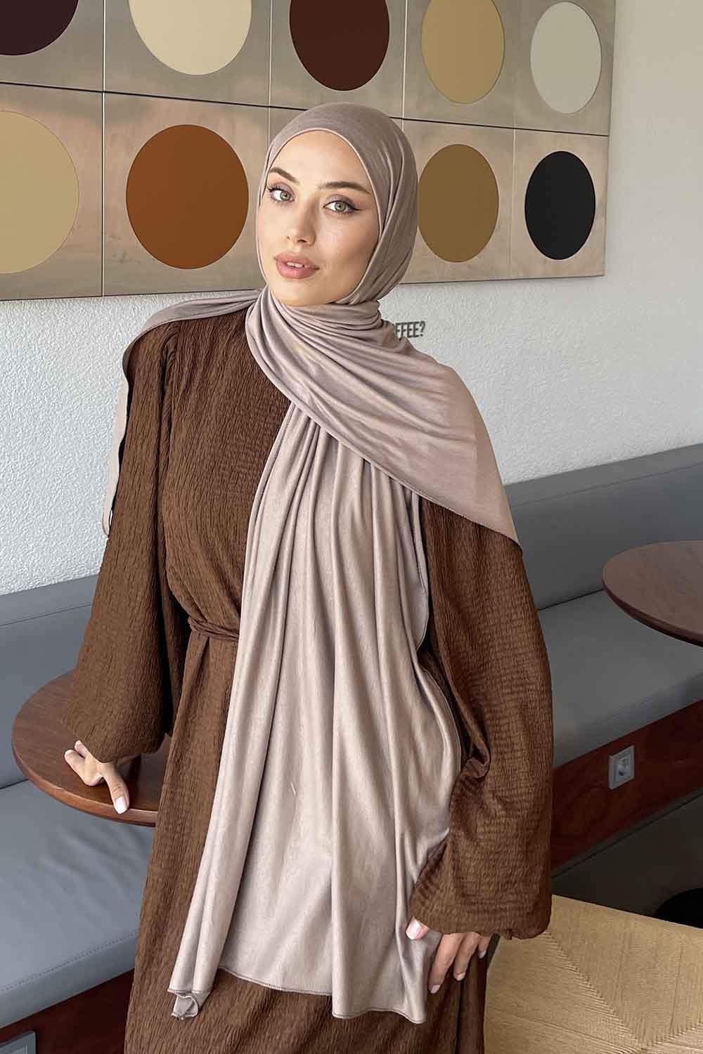 Lamelif Penye Şal Koyu Vizon