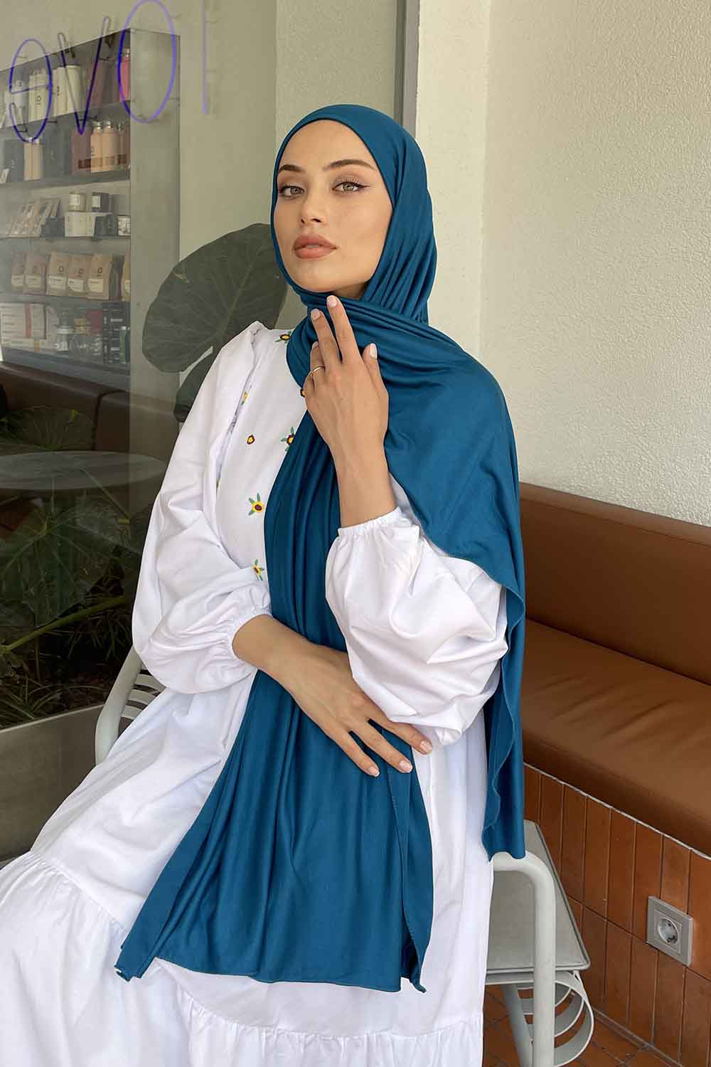 Lamelif Penye Şal Petrol Mavisi