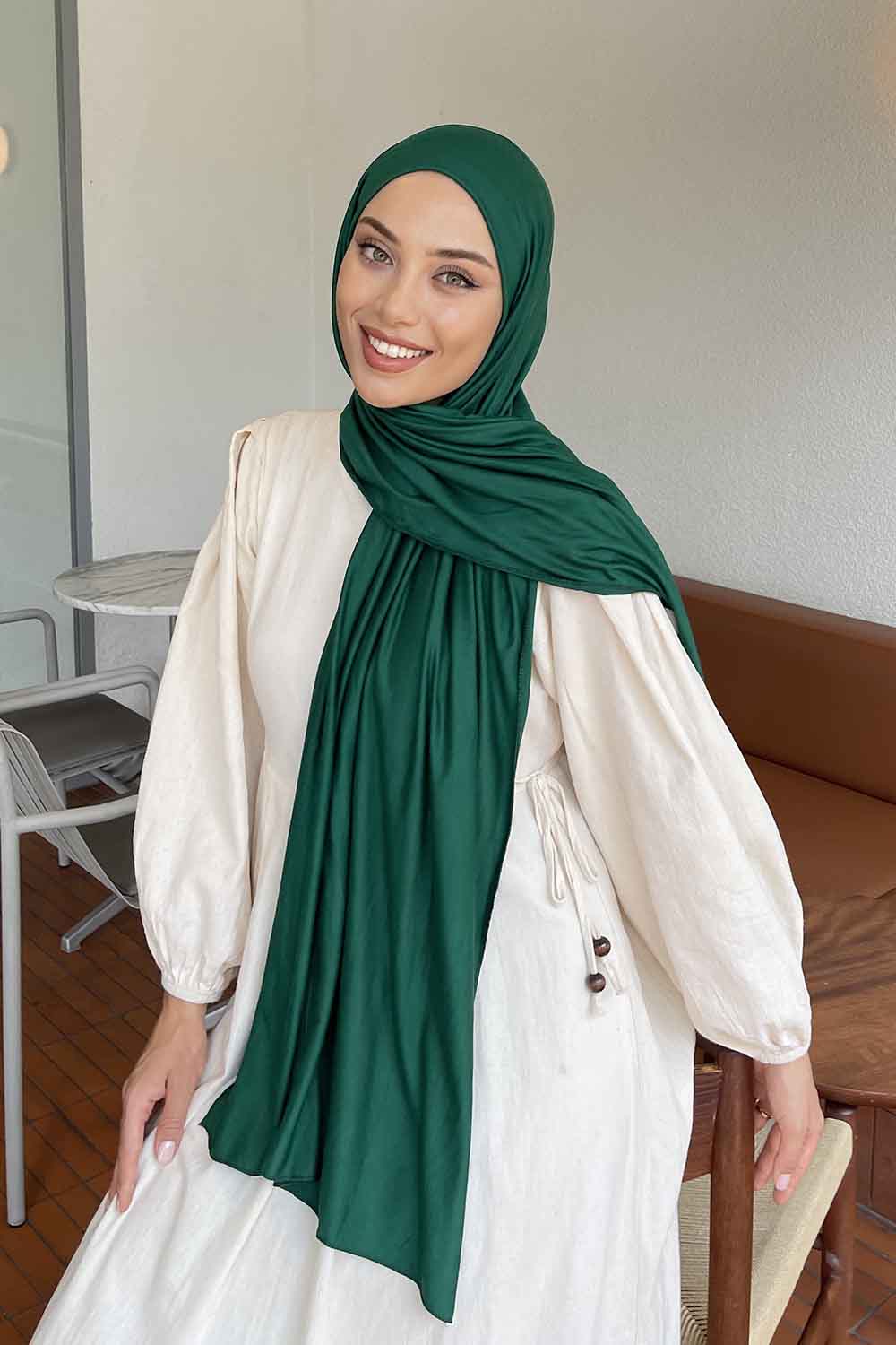 Lamelif Zümrüt Yeşili Penye Şal