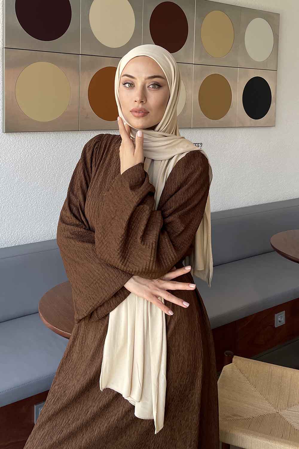 Modalamelif Açık Bej Penye Şal