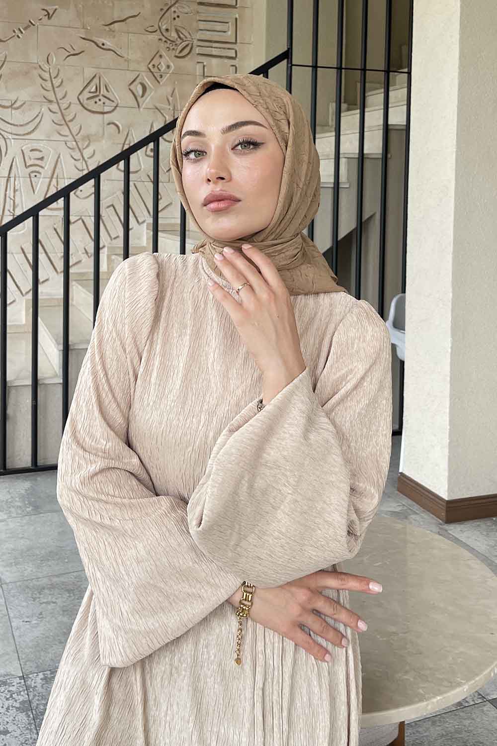 Gold Cotton Fabric Straight Scarf