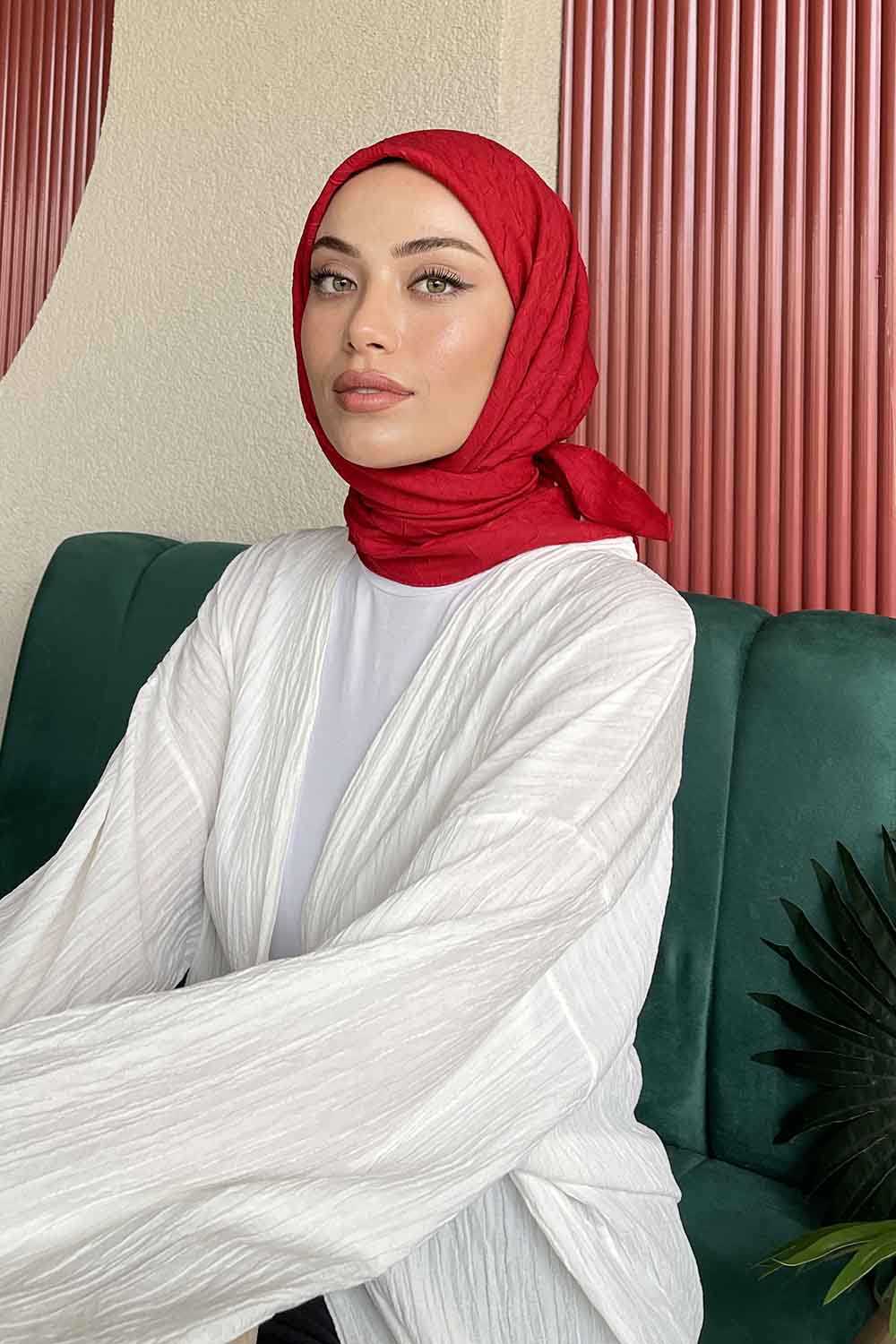 Lamelif Bambu Eşarp Kırmızı