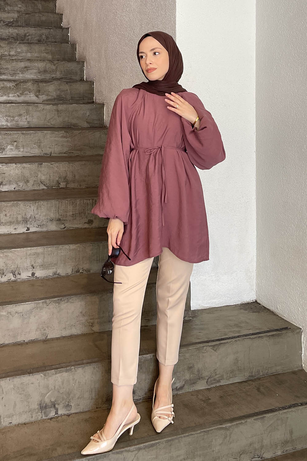 Rose Crew Neck Cotton Tunic