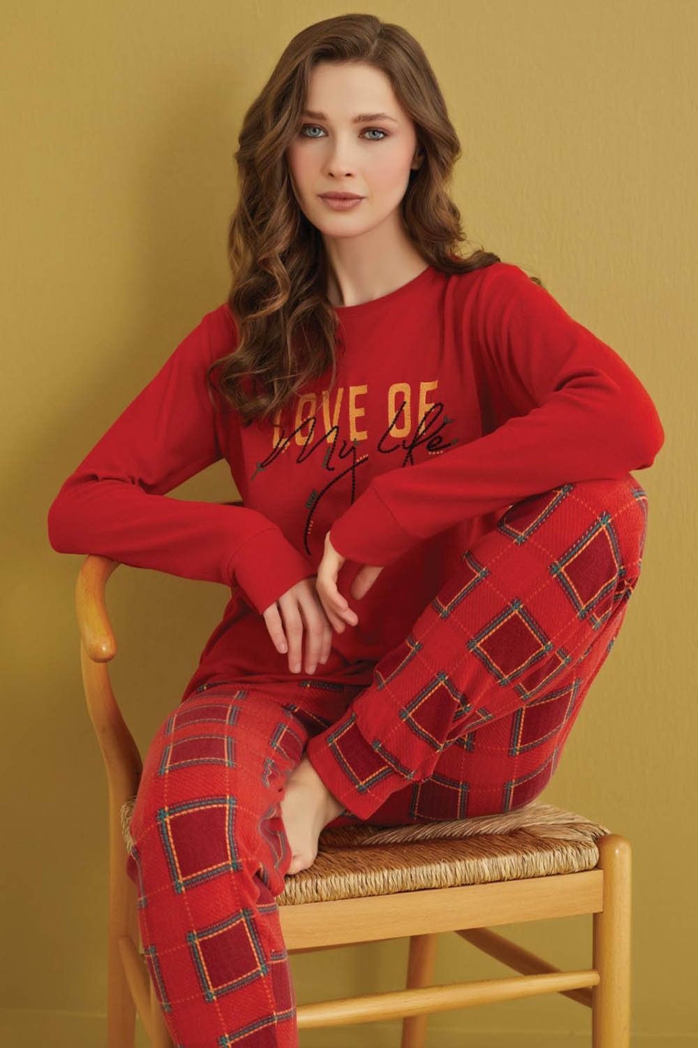 Lamelif Fun Times Kar Love Of My Life Nakışlı Termal Pijama Takımı